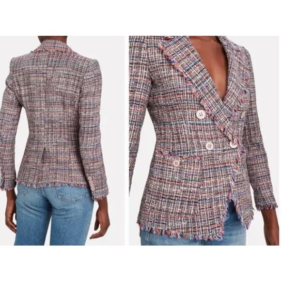 Veronica Beard Theron Double-Breasted Tweed Blazer Size 2 - Picture 2 of 8